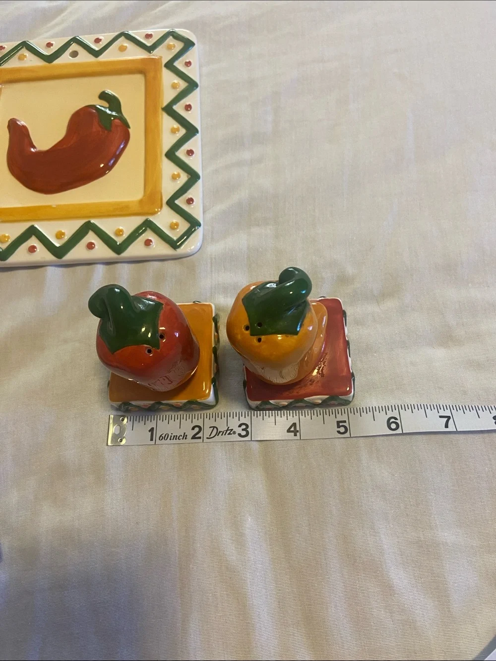Hand-Painted Chili Pepper Ceramic Serving Dish Set - Red ClayArt 1996
